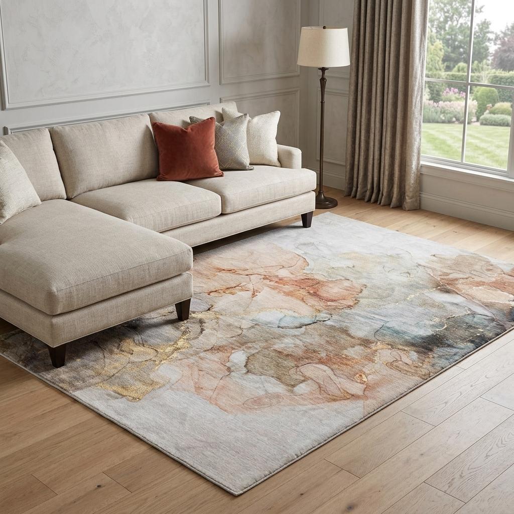 8' X 10' Beige And Gray Abstract Shag Washable Area Rug With UV Protection - HomeRoots - Flyclothing LLC