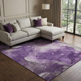 9' X 12' Purple And Gray Abstract Shag Washable Area Rug With UV Protection - HomeRoots - Flyclothing LLC