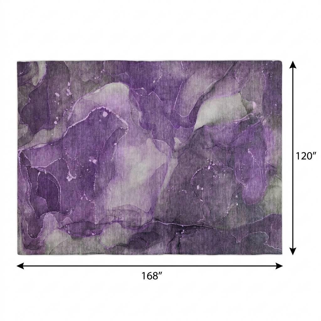 10' X 14' Purple And Gray Abstract Shag Washable Area Rug With UV Protection - HomeRoots - Flyclothing LLC