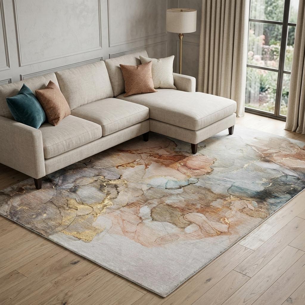 10' X 14' Beige And Gray Abstract Shag Washable Area Rug With UV Protection - HomeRoots - Flyclothing LLC