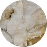 8' Beige And Brown Abstract Shag Washable Round Rug With UV Protection - HomeRoots - Flyclothing LLC