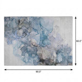 5' X 8' Blue And Denim Blue Abstract Shag Washable Area Rug With UV Protection - HomeRoots - Flyclothing LLC