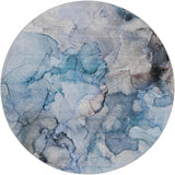 8' Blue And Denim Blue Abstract Shag Washable Round Rug With UV Protection - HomeRoots - Flyclothing LLC