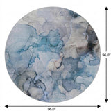 8' Blue And Denim Blue Abstract Shag Washable Round Rug With UV Protection - HomeRoots - Flyclothing LLC