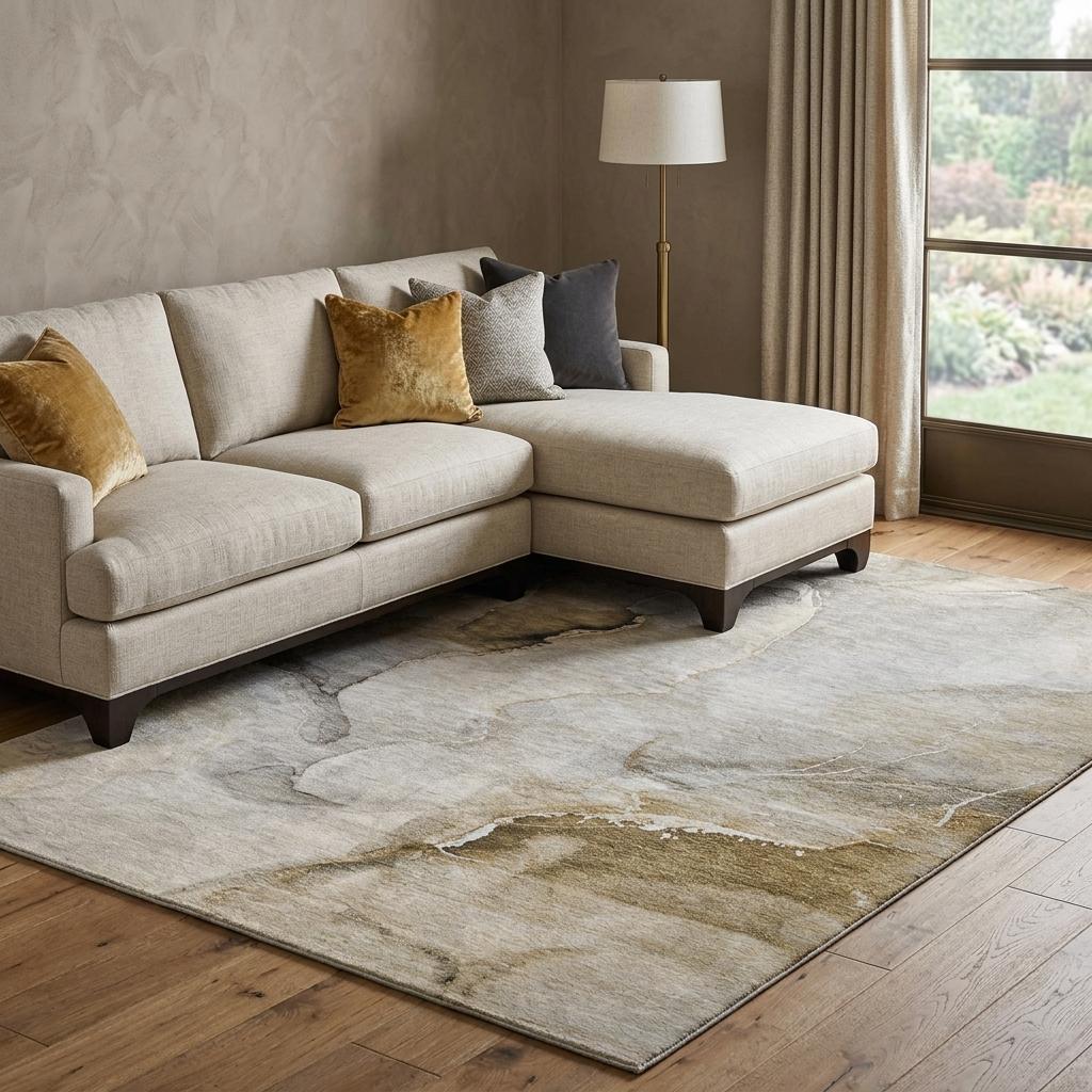 10' X 14' Beige And Brown Abstract Shag Washable Area Rug With UV Protection - HomeRoots - Flyclothing LLC