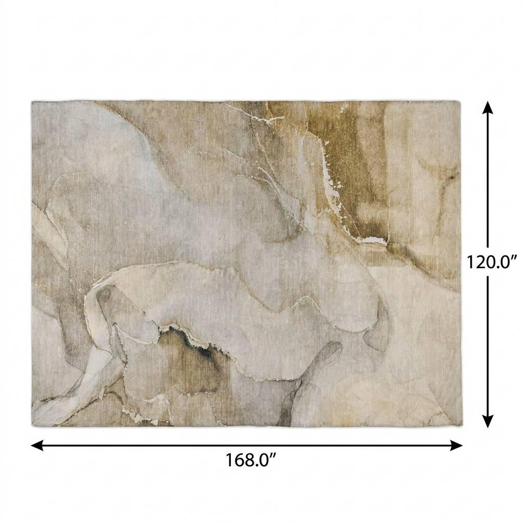 10' X 14' Beige And Brown Abstract Shag Washable Area Rug With UV Protection - HomeRoots - Flyclothing LLC