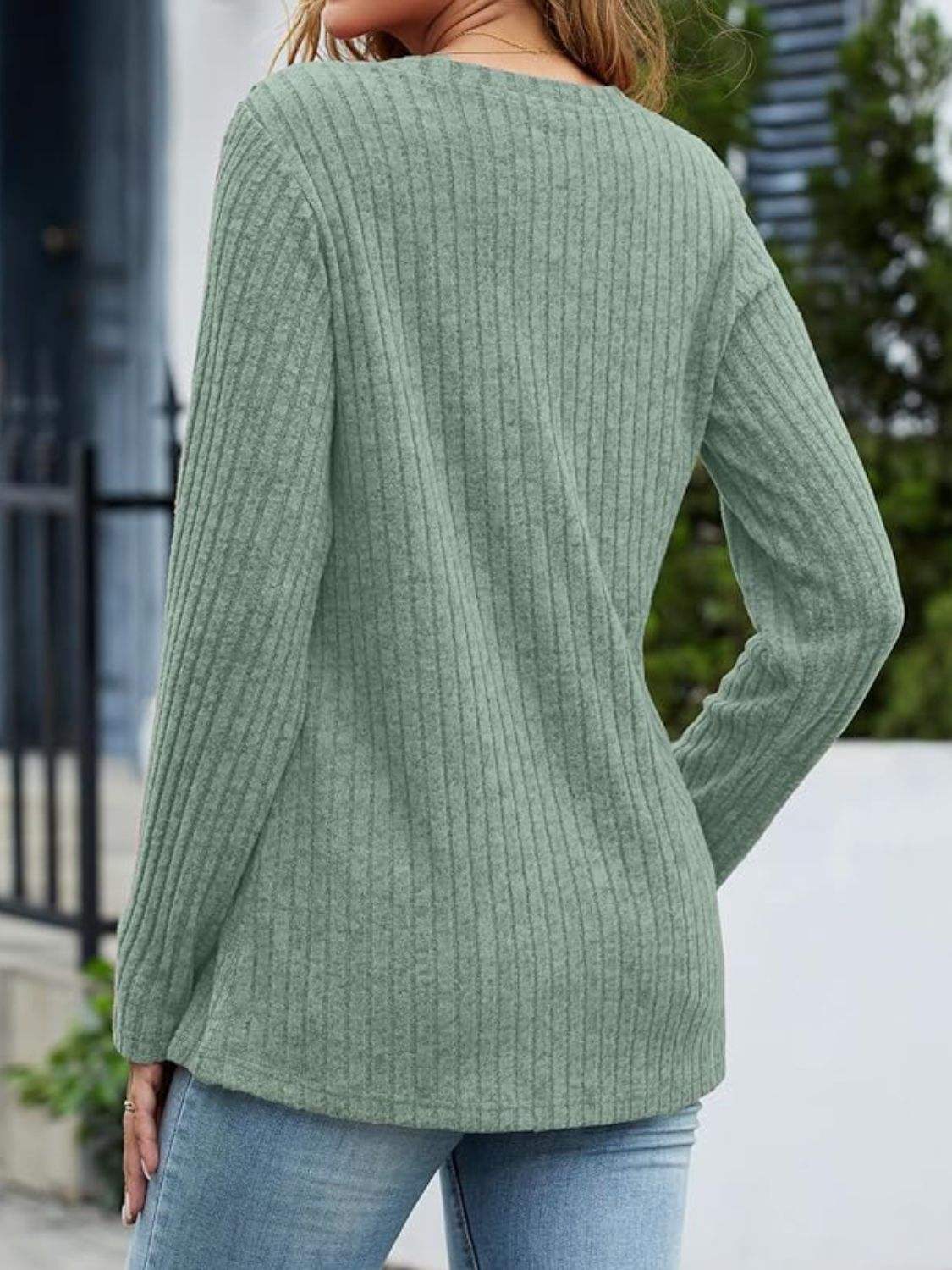 V-Neck Long Sleeve T-Shirt - Trendsi - Flyclothing LLC