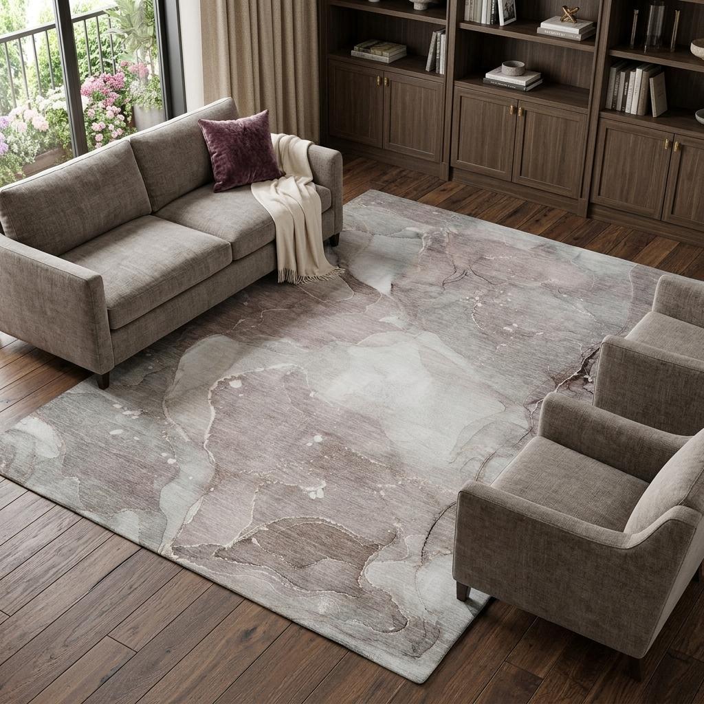 8' X 10' Taupe And Gray Abstract Shag Washable Area Rug With UV Protection - HomeRoots - Flyclothing LLC
