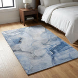 3' X 5' Blue And Denim Blue Abstract Shag Washable Area Rug With UV Protection - HomeRoots - Flyclothing LLC