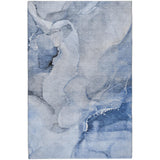 3' X 5' Blue And Denim Blue Abstract Shag Washable Area Rug With UV Protection - HomeRoots - Flyclothing LLC