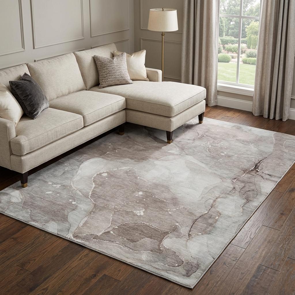 9' X 12' Taupe And Gray Abstract Shag Washable Area Rug With UV Protection - HomeRoots - Flyclothing LLC