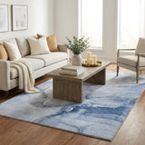 5' X 8' Blue And Denim Blue Abstract Shag Washable Area Rug With UV Protection - HomeRoots - Flyclothing LLC