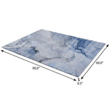 5' X 8' Blue And Denim Blue Abstract Shag Washable Area Rug With UV Protection - HomeRoots - Flyclothing LLC