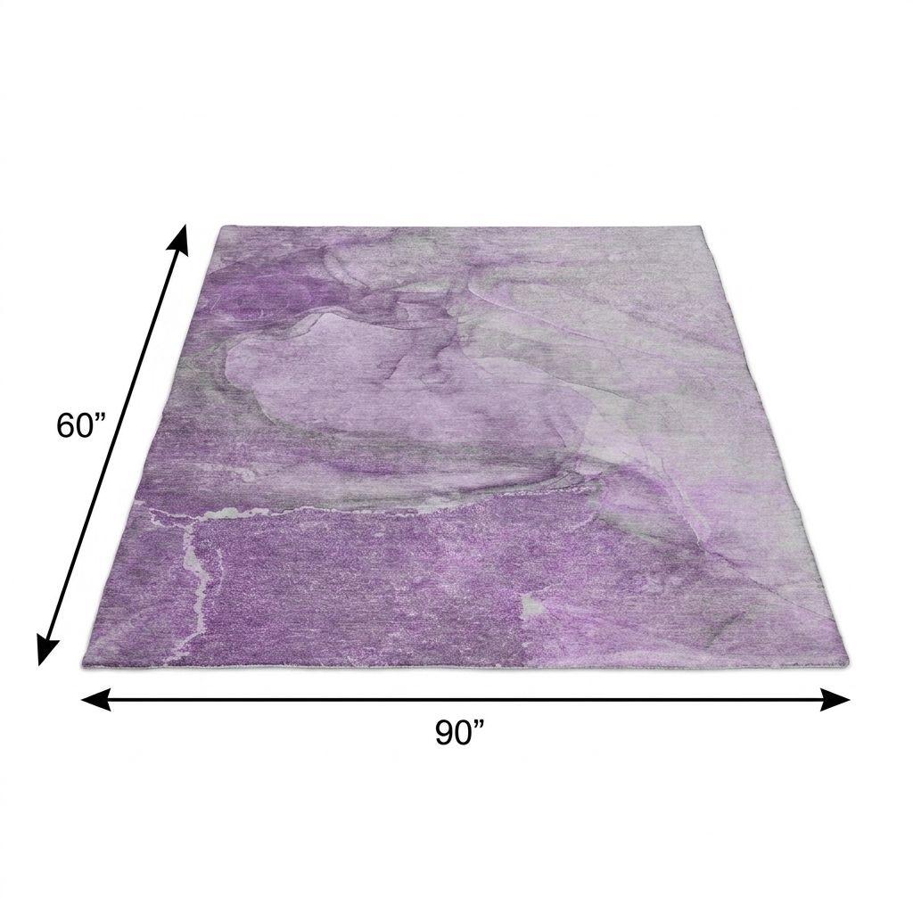 5' X 8' Lilac And Purple Abstract Shag Washable Area Rug With UV Protection - HomeRoots - Flyclothing LLC