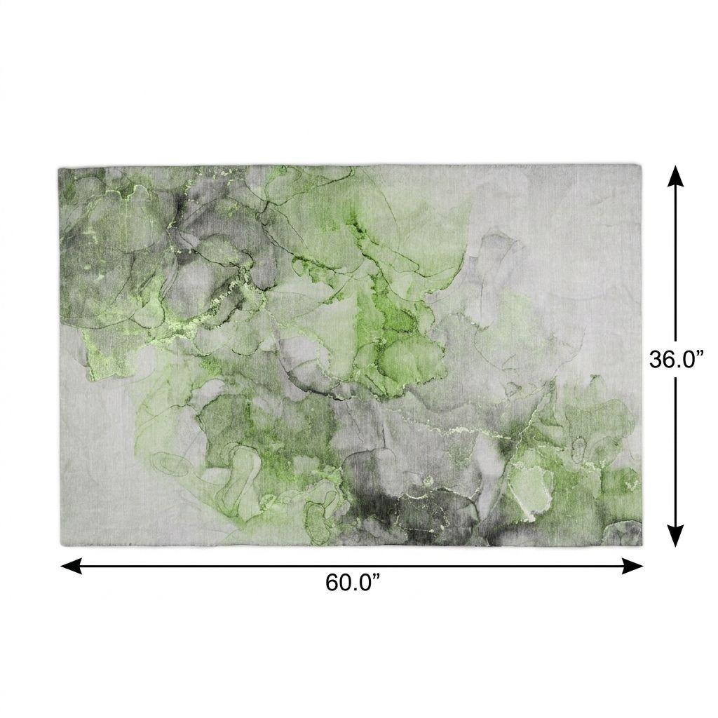 3' X 5' Green And Lime Green Abstract Shag Washable Area Rug With UV Protection - HomeRoots - Flyclothing LLC