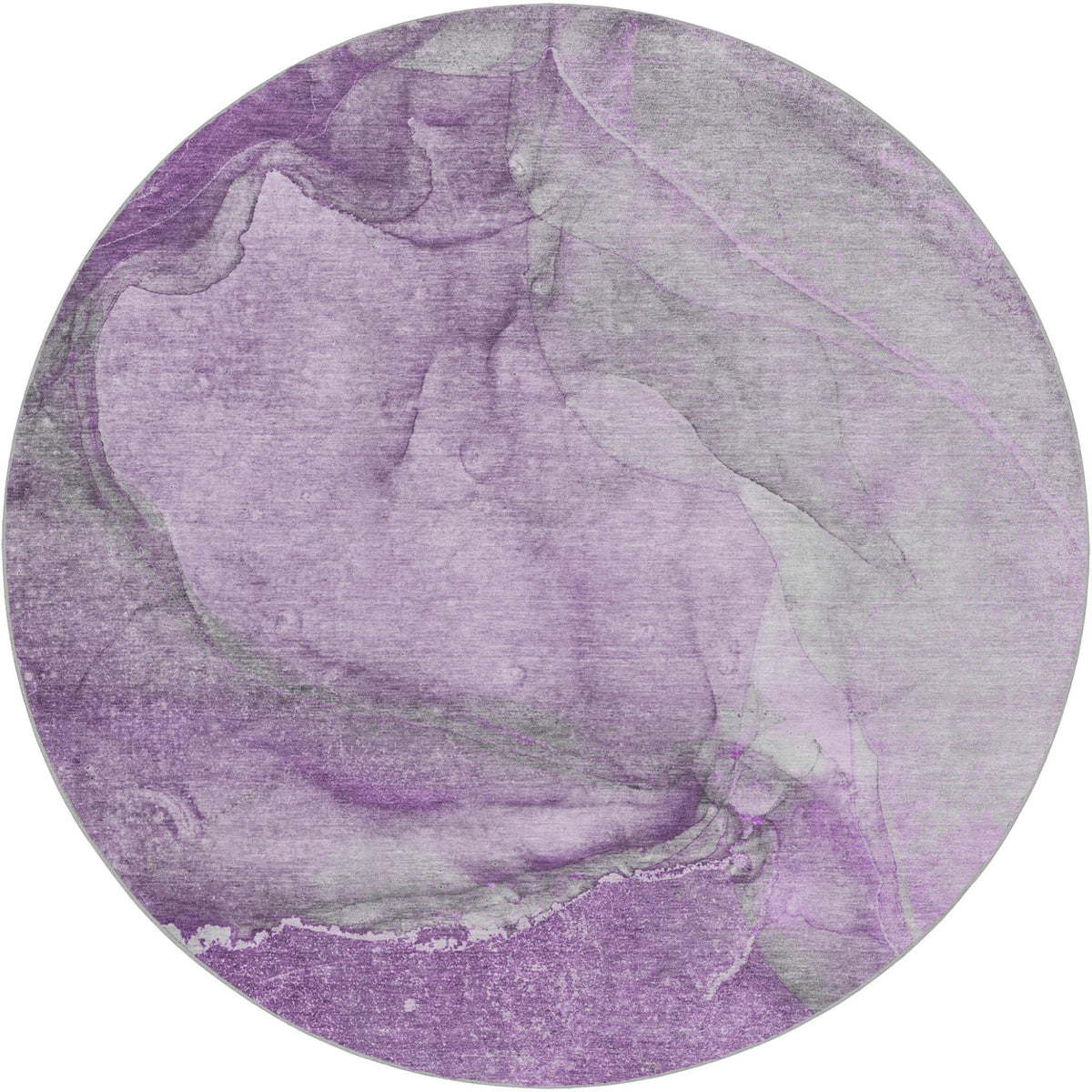 8' Lilac And Purple Abstract Shag Washable Round Rug With UV Protection - HomeRoots - Flyclothing LLC