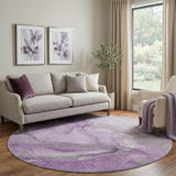 8' Lilac And Purple Abstract Shag Washable Round Rug With UV Protection - HomeRoots - Flyclothing LLC