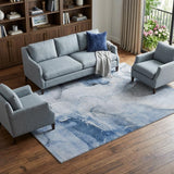 8' X 10' Blue And Denim Blue Abstract Shag Washable Area Rug With UV Protection - HomeRoots - Flyclothing LLC