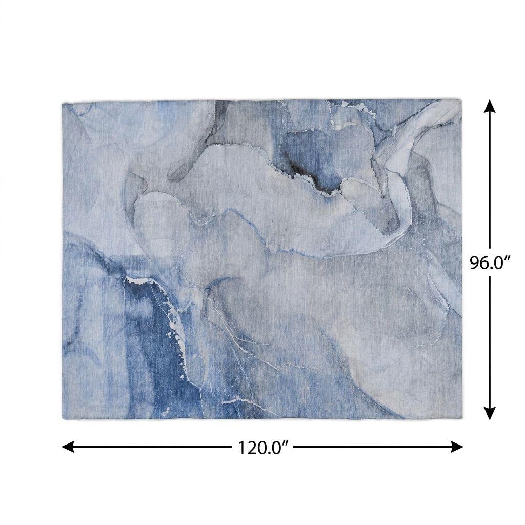 8' X 10' Blue And Denim Blue Abstract Shag Washable Area Rug With UV Protection - HomeRoots - Flyclothing LLC