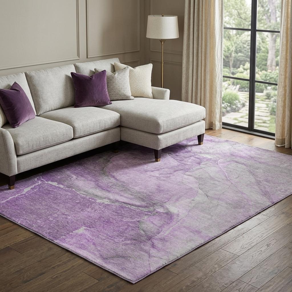 8' X 10' Lilac And Purple Abstract Shag Washable Area Rug With UV Protection - HomeRoots - Flyclothing LLC