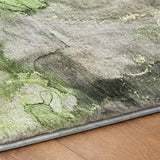 8' Green And Lime Green Abstract Shag Washable Round Rug With UV Protection - HomeRoots - Flyclothing LLC