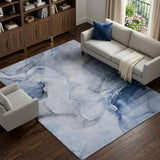 10' X 14' Blue And Denim Blue Abstract Shag Washable Area Rug With UV Protection - HomeRoots - Flyclothing LLC