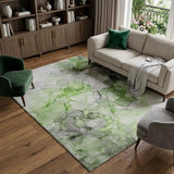 8' X 10' Green And Lime Green Abstract Shag Washable Area Rug With UV Protection - HomeRoots - Flyclothing LLC