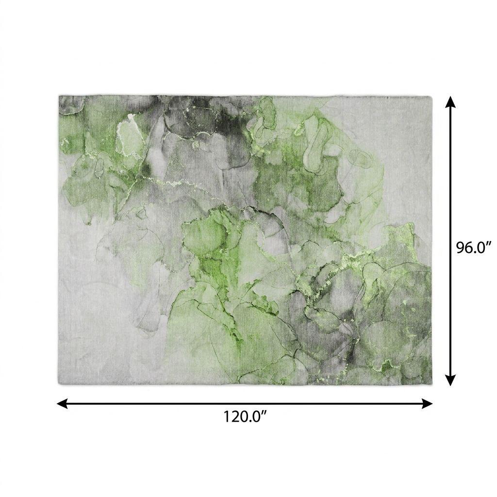 8' X 10' Green And Lime Green Abstract Shag Washable Area Rug With UV Protection - HomeRoots - Flyclothing LLC