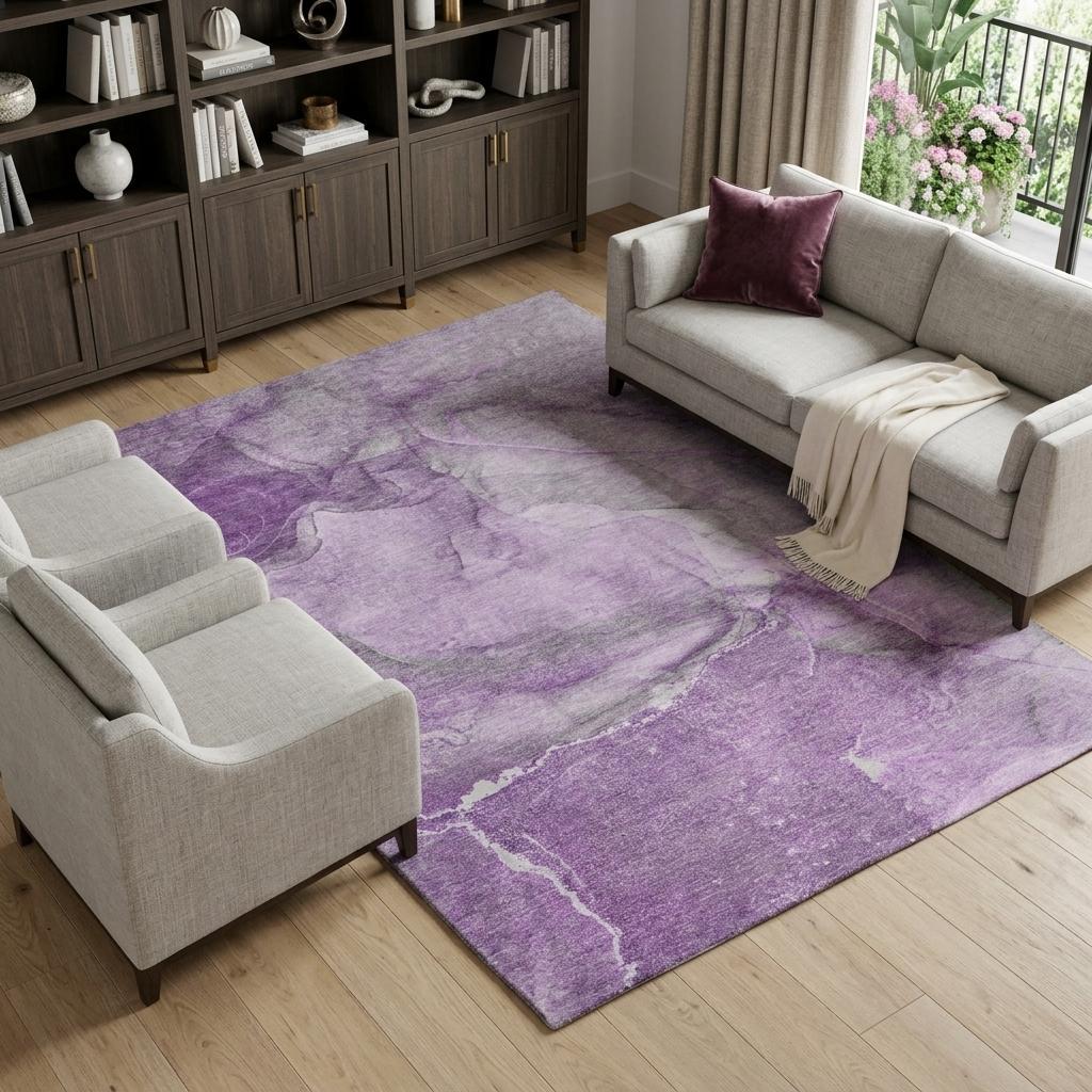10' X 14' Lilac And Purple Abstract Shag Washable Area Rug With UV Protection - HomeRoots - Flyclothing LLC