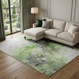 9' X 12' Green And Lime Green Abstract Shag Washable Area Rug With UV Protection - HomeRoots - Flyclothing LLC