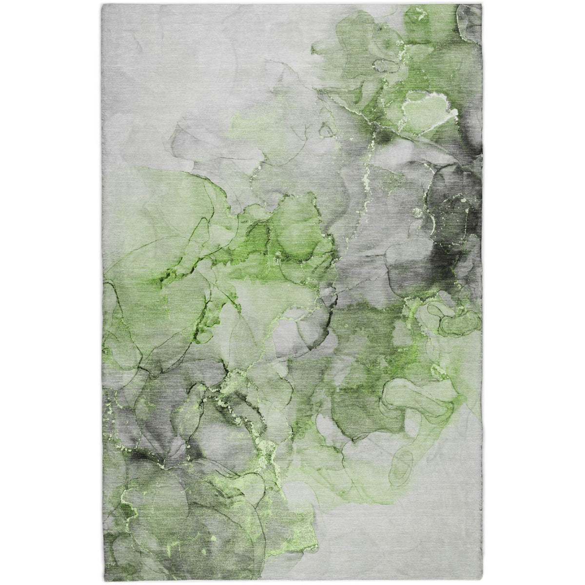 9' X 12' Green And Lime Green Abstract Shag Washable Area Rug With UV Protection - HomeRoots - Flyclothing LLC