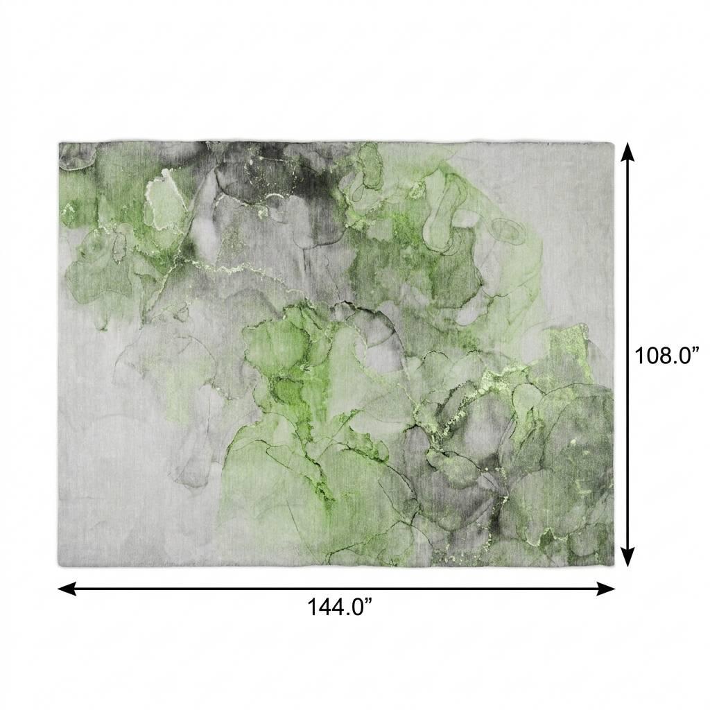 9' X 12' Green And Lime Green Abstract Shag Washable Area Rug With UV Protection - HomeRoots - Flyclothing LLC
