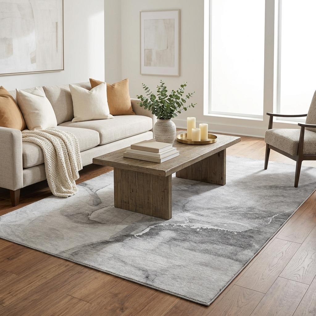 5' X 8' Gray And Silver Abstract Shag Washable Area Rug With UV Protection - HomeRoots - Flyclothing LLC