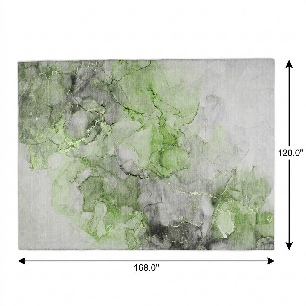 10' X 14' Green And Lime Green Abstract Shag Washable Area Rug With UV Protection - HomeRoots - Flyclothing LLC