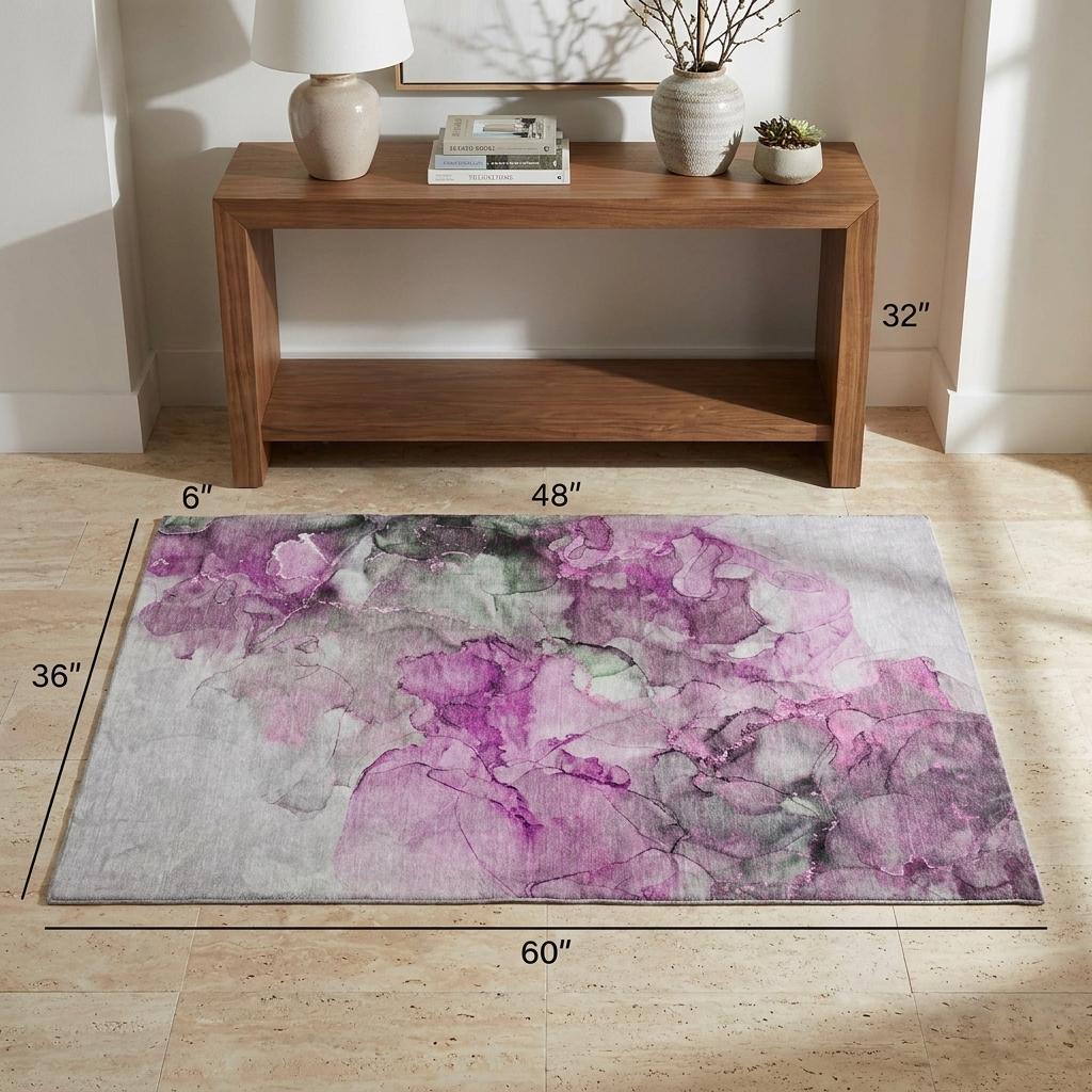 3' X 5' Pink And Blush Abstract Shag Washable Area Rug With UV Protection - HomeRoots - Flyclothing LLC
