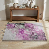 3' X 5' Pink And Blush Abstract Shag Washable Area Rug With UV Protection - HomeRoots - Flyclothing LLC