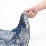 8' Navy Blue And Blue Abstract Shag Washable Round Rug With UV Protection - HomeRoots - Flyclothing LLC