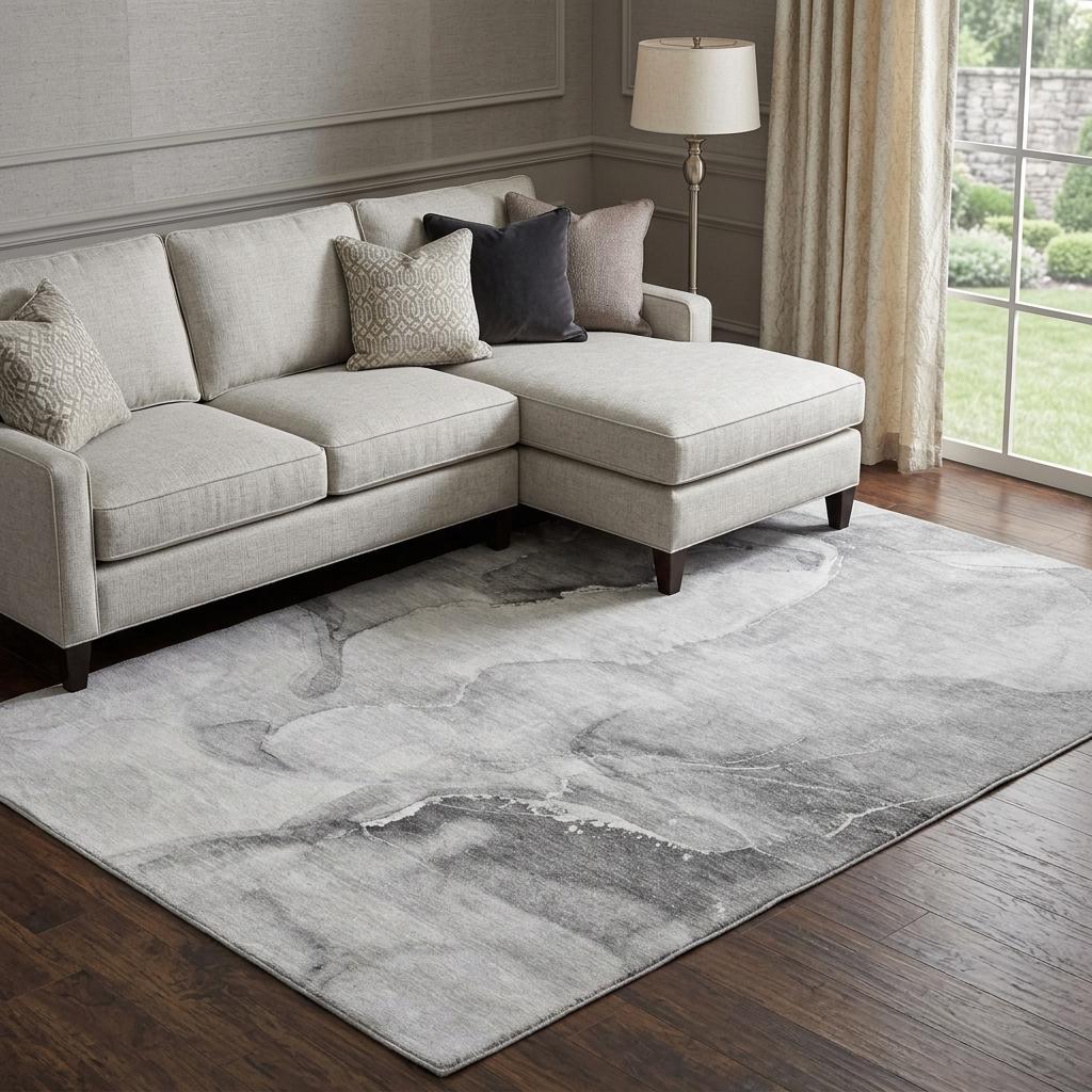 8' X 10' Gray And Silver Abstract Shag Washable Area Rug With UV Protection - HomeRoots - Flyclothing LLC