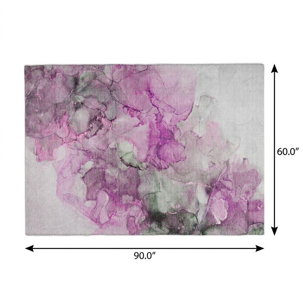 5' X 8' Pink And Blush Abstract Shag Washable Area Rug With UV Protection - HomeRoots - Flyclothing LLC