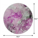 8' Pink And Blush Abstract Shag Washable Round Rug With UV Protection - HomeRoots - Flyclothing LLC