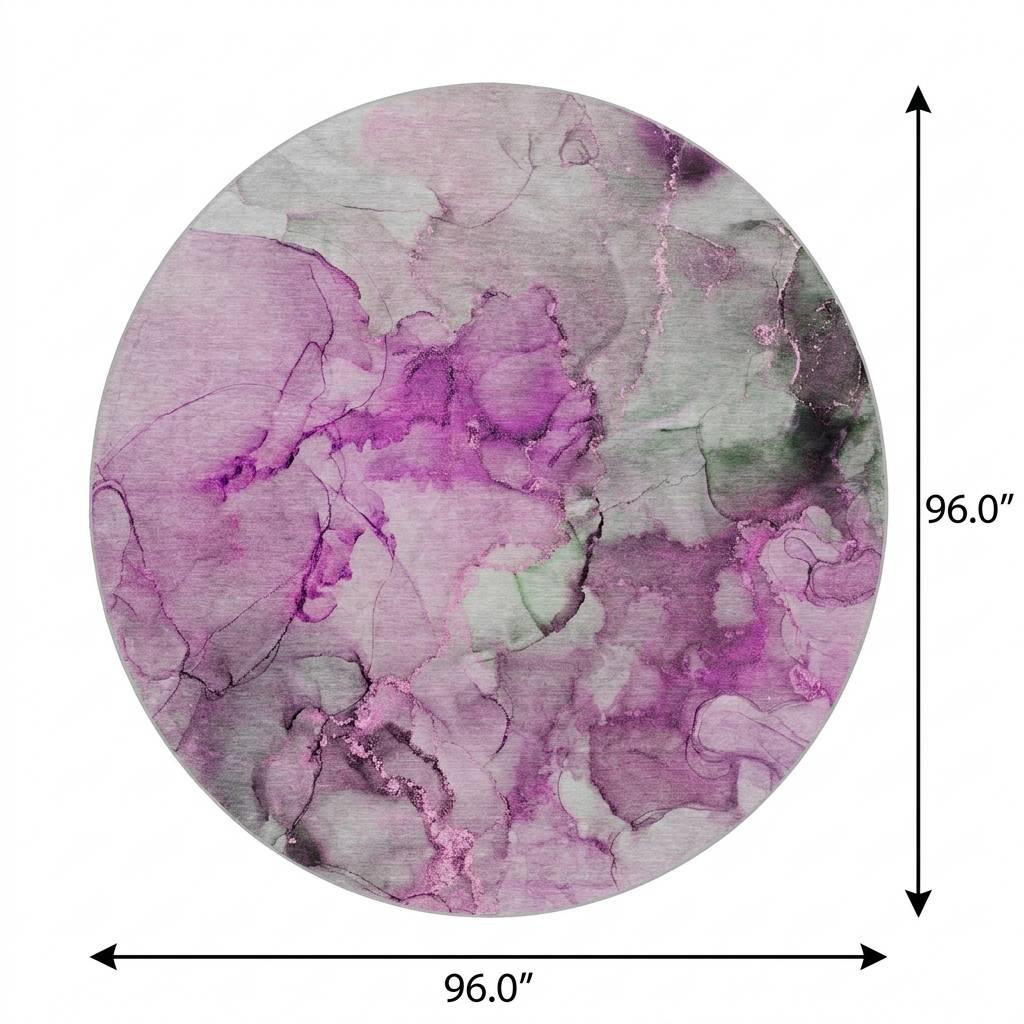 8' Pink And Blush Abstract Shag Washable Round Rug With UV Protection - HomeRoots - Flyclothing LLC
