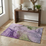 3' X 5' Purple And Lavender Abstract Shag Washable Area Rug With UV Protection - HomeRoots - Flyclothing LLC