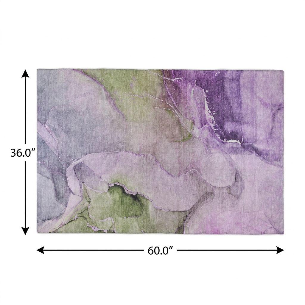 3' X 5' Purple And Lavender Abstract Shag Washable Area Rug With UV Protection - HomeRoots - Flyclothing LLC