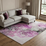 9' X 12' Pink And Blush Abstract Shag Washable Area Rug With UV Protection - HomeRoots - Flyclothing LLC