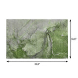 3' X 5' Olive Green And Green Abstract Shag Washable Area Rug With UV Protection - HomeRoots - Flyclothing LLC