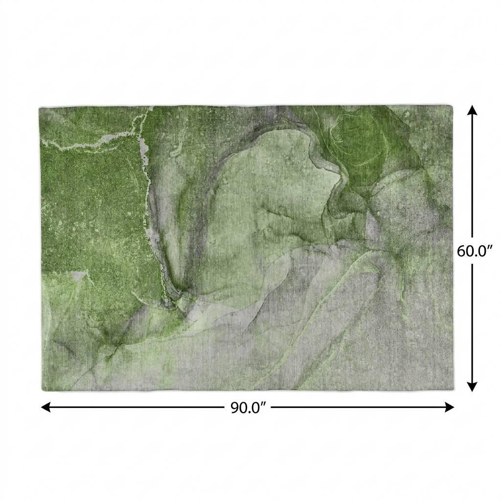 5' X 8' Olive Green And Green Abstract Shag Washable Area Rug With UV Protection - HomeRoots - Flyclothing LLC