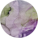 8' Purple And Lavender Abstract Shag Washable Round Rug With UV Protection - HomeRoots - Flyclothing LLC