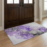 3' X 5' Purple And Lilac Abstract Shag Washable Area Rug With UV Protection - HomeRoots - Flyclothing LLC