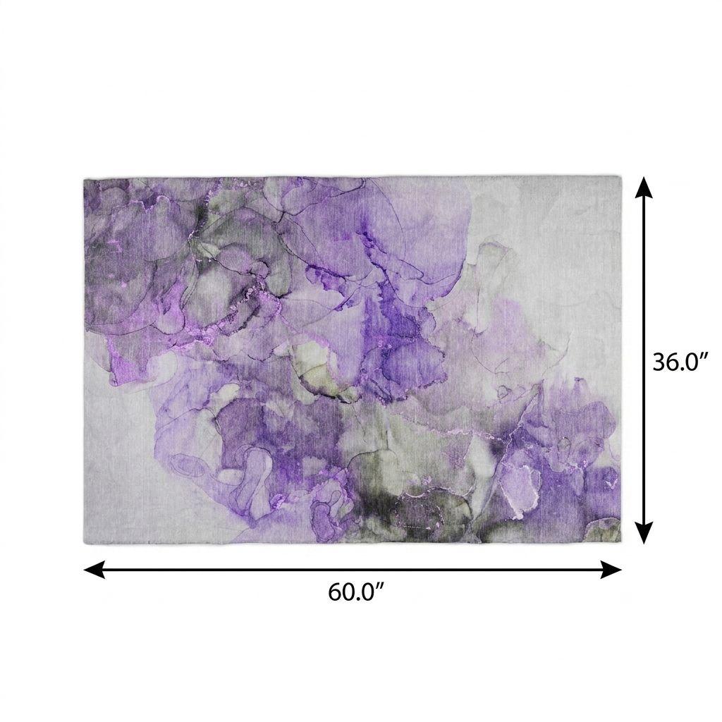 3' X 5' Purple And Lilac Abstract Shag Washable Area Rug With UV Protection - HomeRoots - Flyclothing LLC