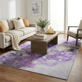 5' X 8' Purple And Lilac Abstract Shag Washable Area Rug With UV Protection - HomeRoots - Flyclothing LLC